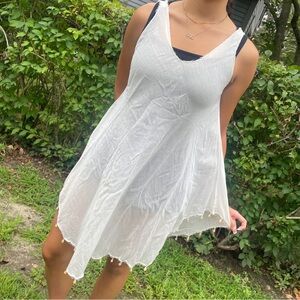 Whimsical, Cover Up Mini Dress Beachy with real shells ,Coconut girl